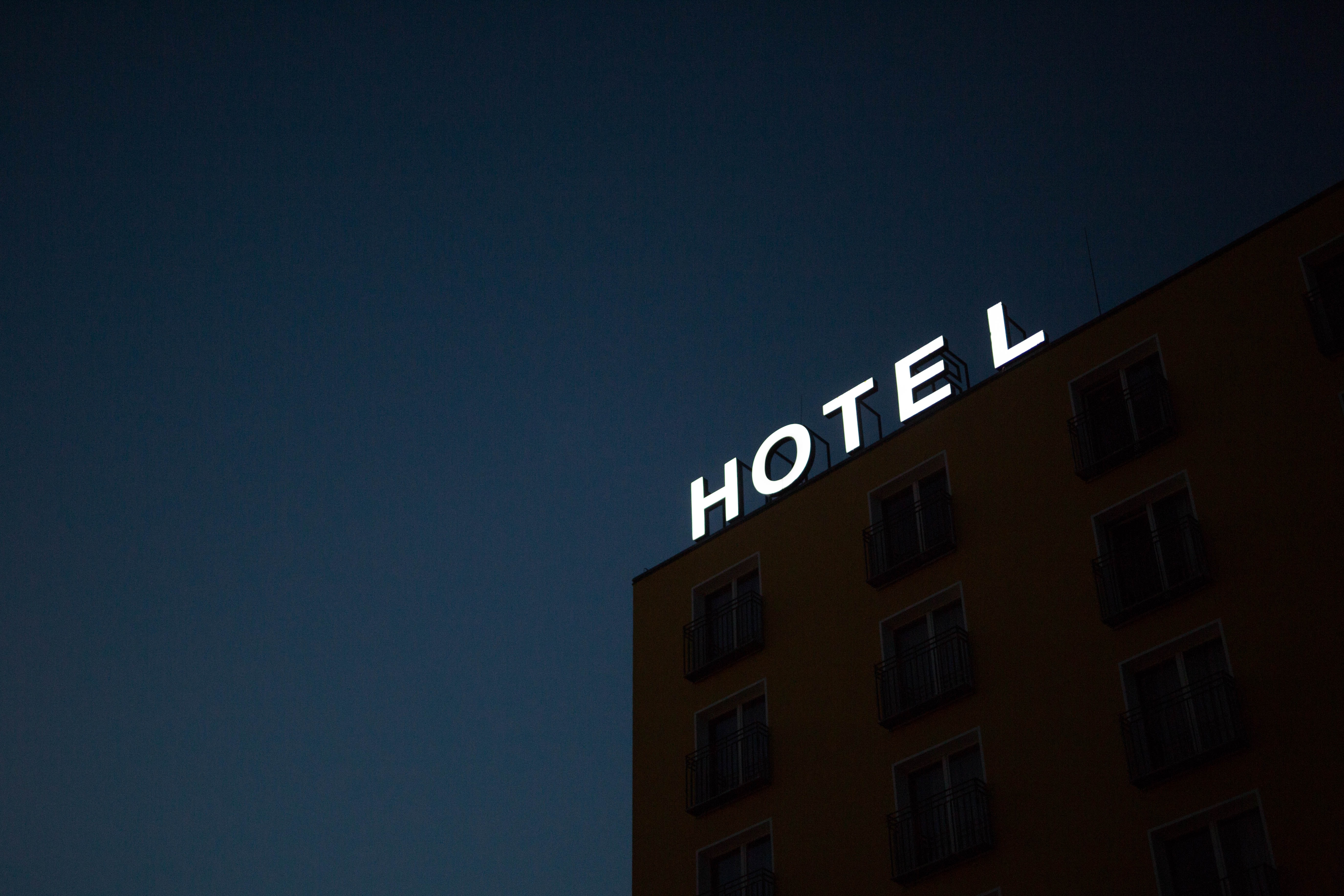 hotel sign at night