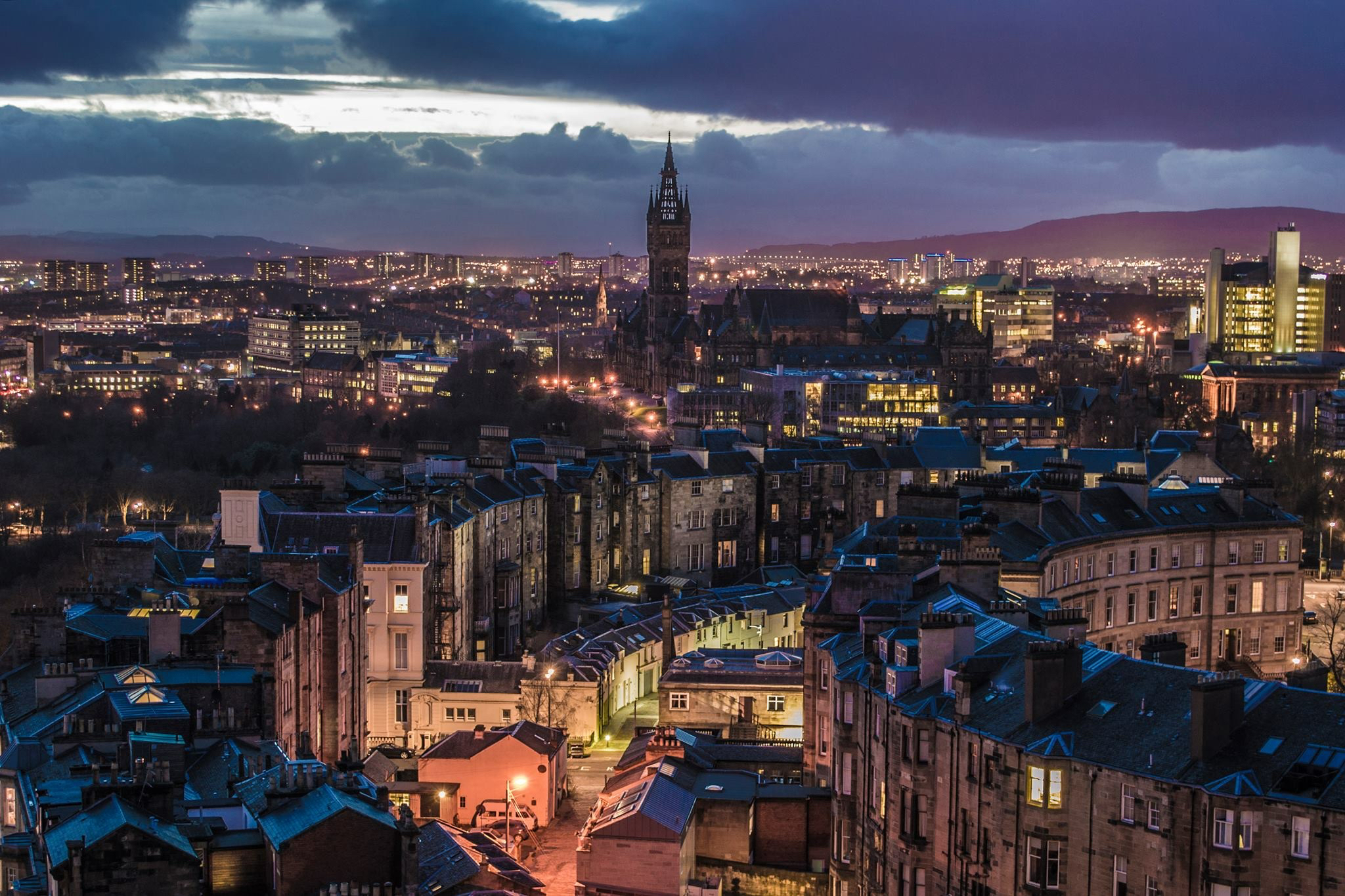 glasgow skyline at night