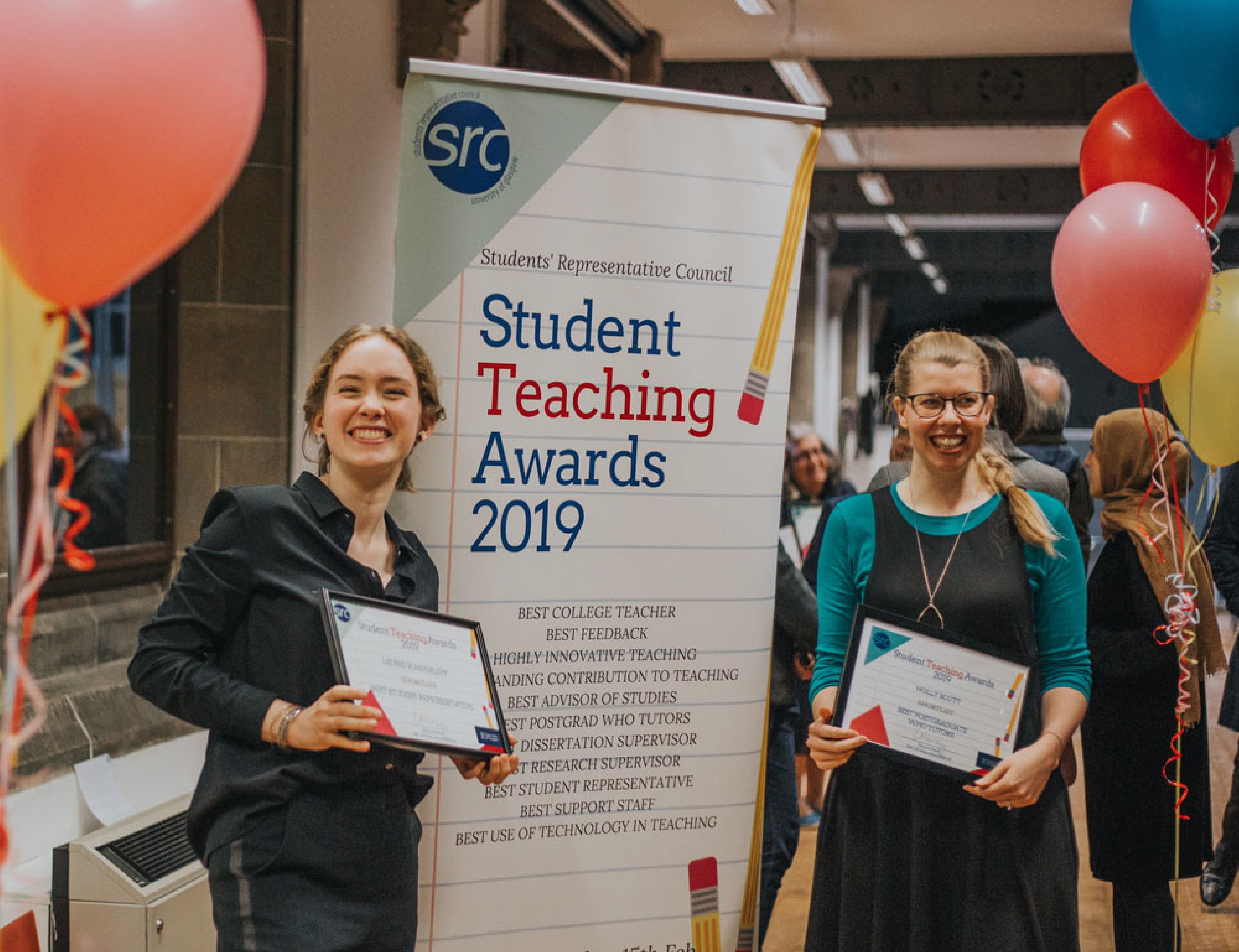 Glasgow Uni SRC Whats On Student Teaching Awards 2019 People Smiling